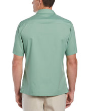 Big and Tall Embroidered Camp Collar Guayabera Shirt (Malachite Green) 