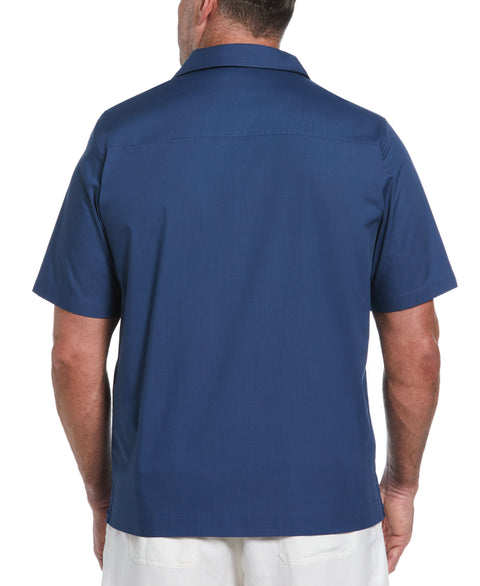 Big & Tall Authentic Embroidered Guayabera Shirt (Ensign Blue) 