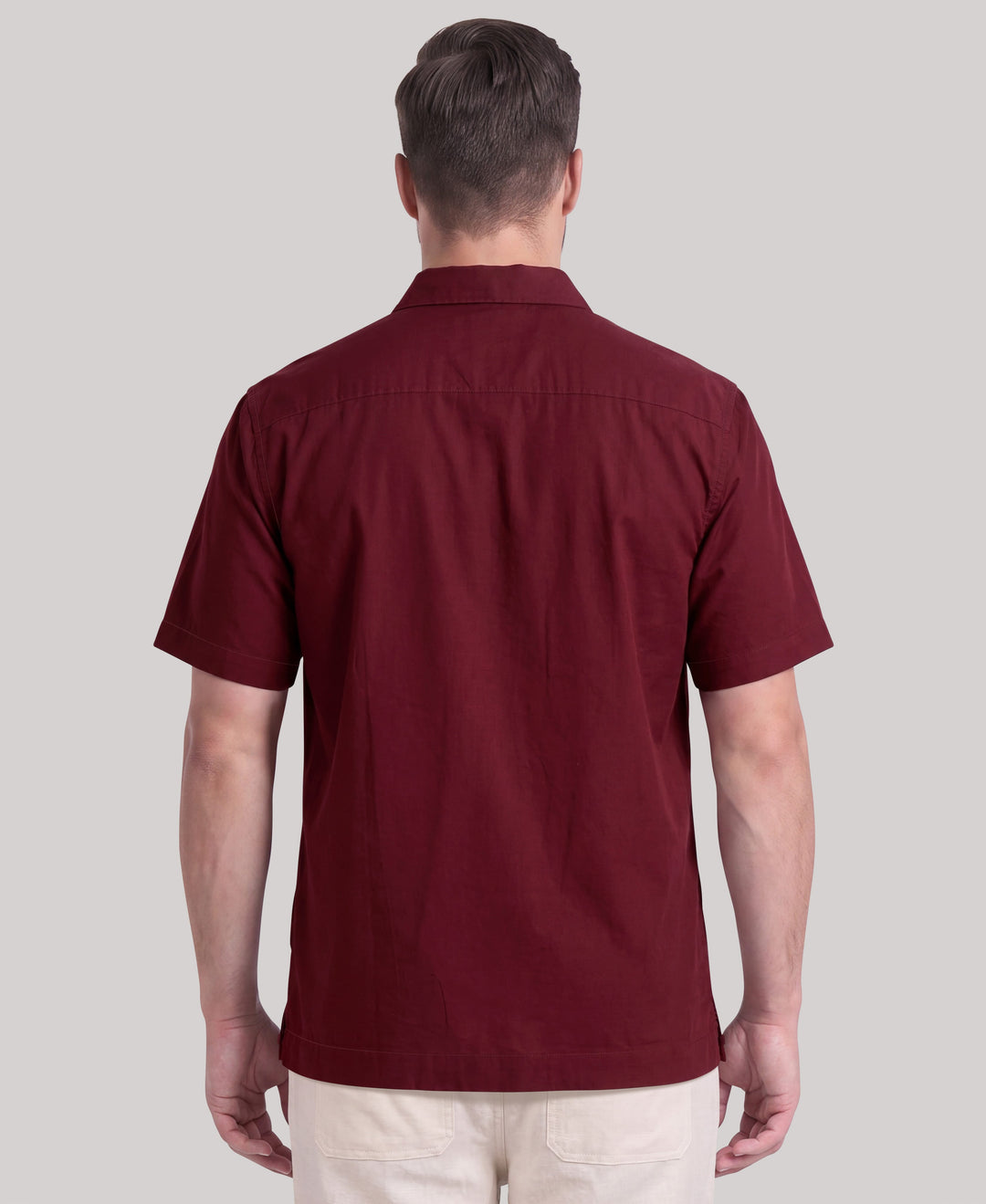 Big & Tall Poplin Guayabera Shirt (Cabernet) 