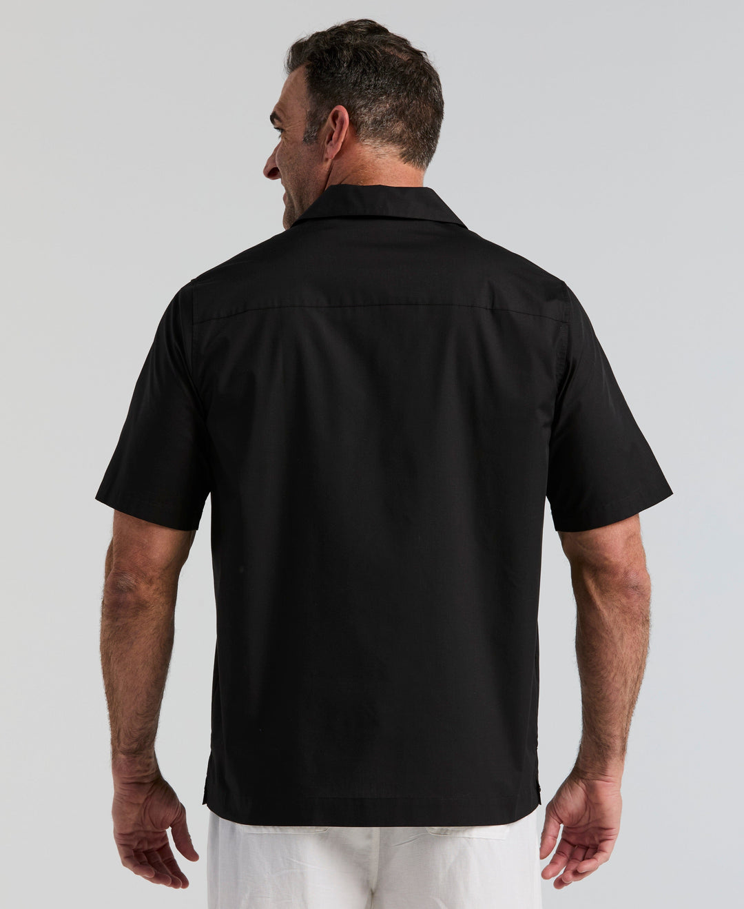 Big & Tall Poplin Guayabera Shirt (Black) 