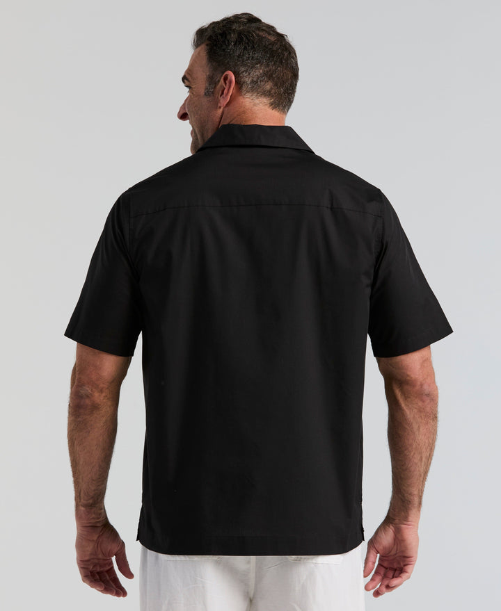 Big & Tall Poplin Guayabera Shirt (Black) 