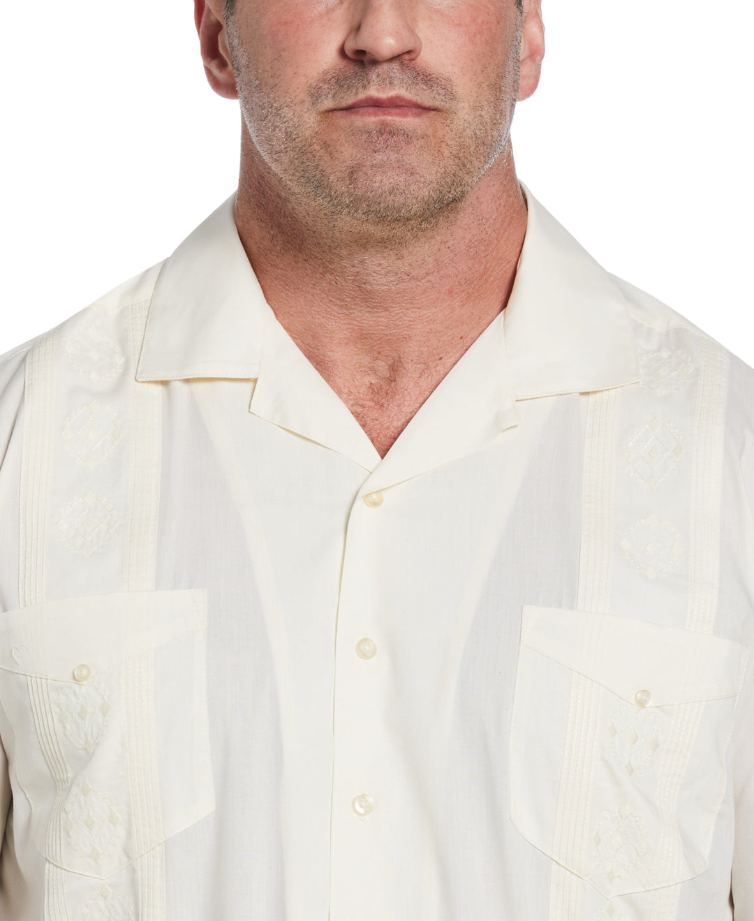 Big & Tall Poplin Guayabera Shirt (Ivory) 
