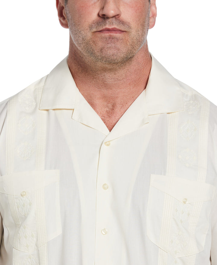 Big & Tall Poplin Guayabera Shirt (Ivory) 