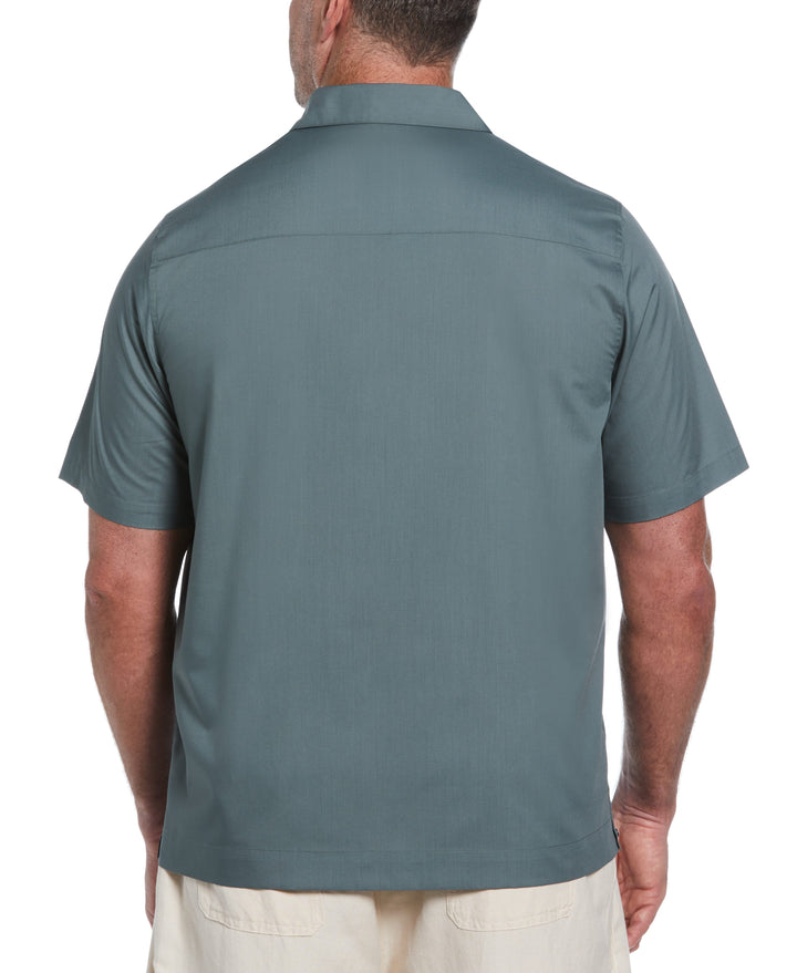 Big & Tall Poplin Guayabera Shirt (Balsam Green) 