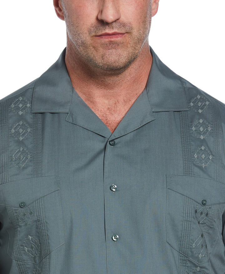 Big & Tall Poplin Guayabera Shirt (Balsam Green) 