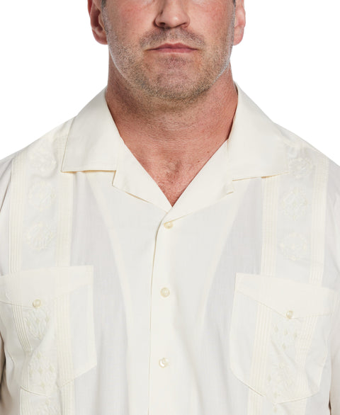 Big & Tall Authentic Embroidered Guayabera Shirt (Ivory) 