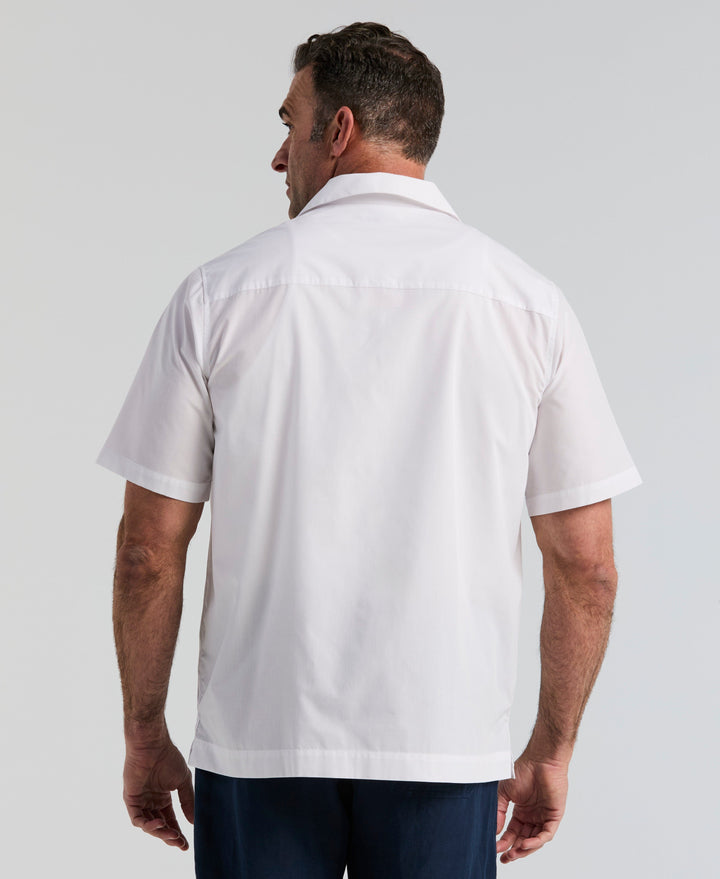 Big & Tall Poplin Guayabera Shirt (Pure White) 