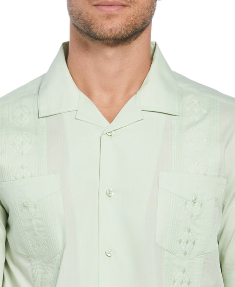 Big and Tall Embroidered Camp Collar Guayabera Shirt (Seacrest) 
