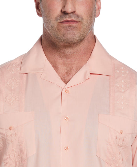 Big & Tall Authentic Embroidered Guayabera Shirt (Coral Cloud) 