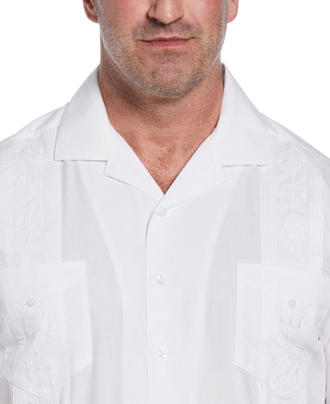 Big & Tall Authentic Embroidered Guayabera Shirt (Pure White) 