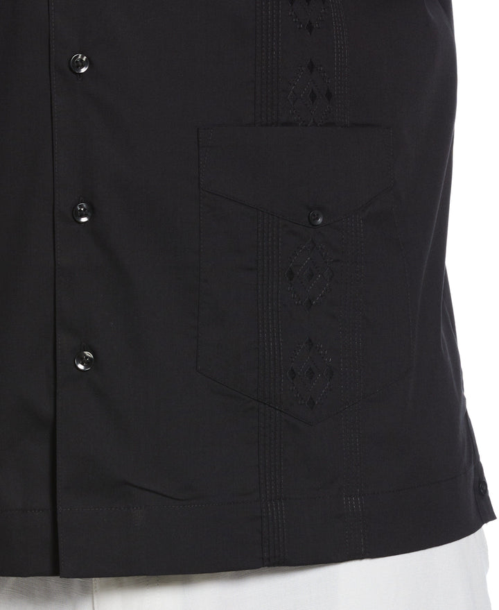 Big & Tall Poplin Guayabera Shirt (Black) 
