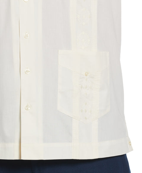 Big & Tall Authentic Embroidered Guayabera Shirt (Ivory) 