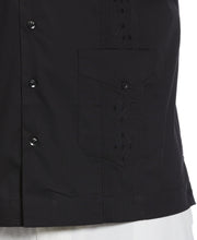 Big and Tall Embroidered Camp Collar Guayabera Shirt (Black) 