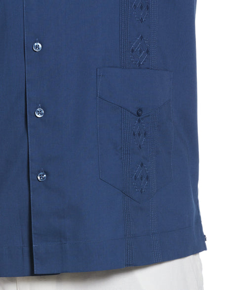 Big & Tall Authentic Embroidered Guayabera Shirt (Ensign Blue) 