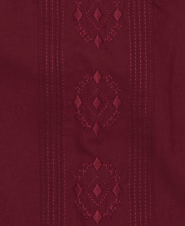 Big & Tall Poplin Guayabera Shirt (Cabernet) 