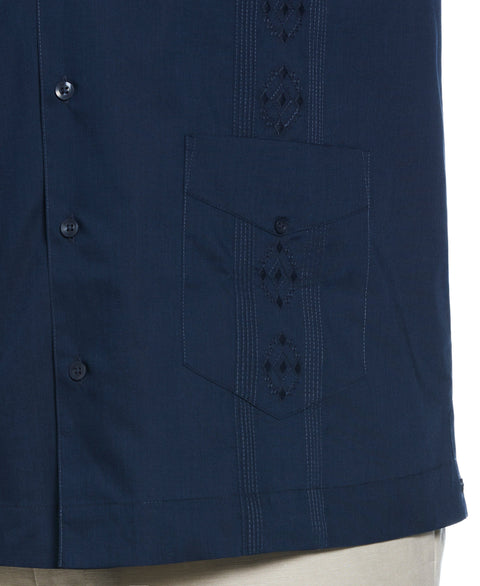 Big & Tall Authentic Embroidered Guayabera Shirt (Dress Blues) 