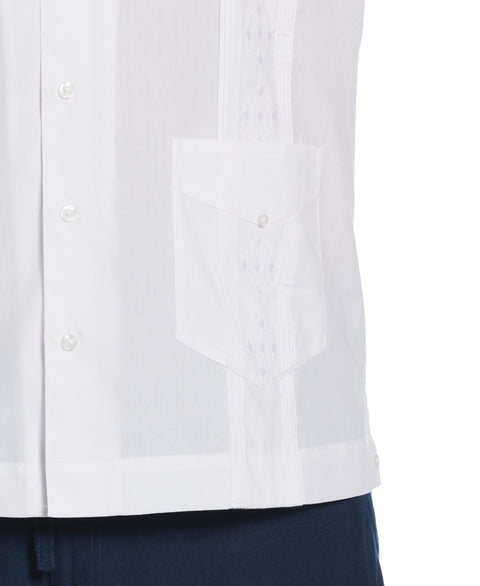 Big & Tall Authentic Embroidered Guayabera Shirt (Pure White) 