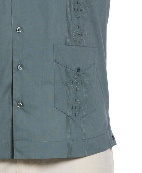 Big & Tall Authentic Embroidered Guayabera Shirt (Balsam Green) 