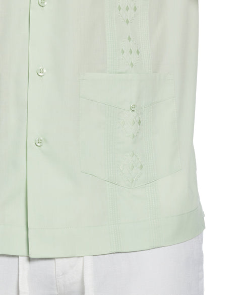 Big and Tall Embroidered Camp Collar Guayabera Shirt (Seacrest) 