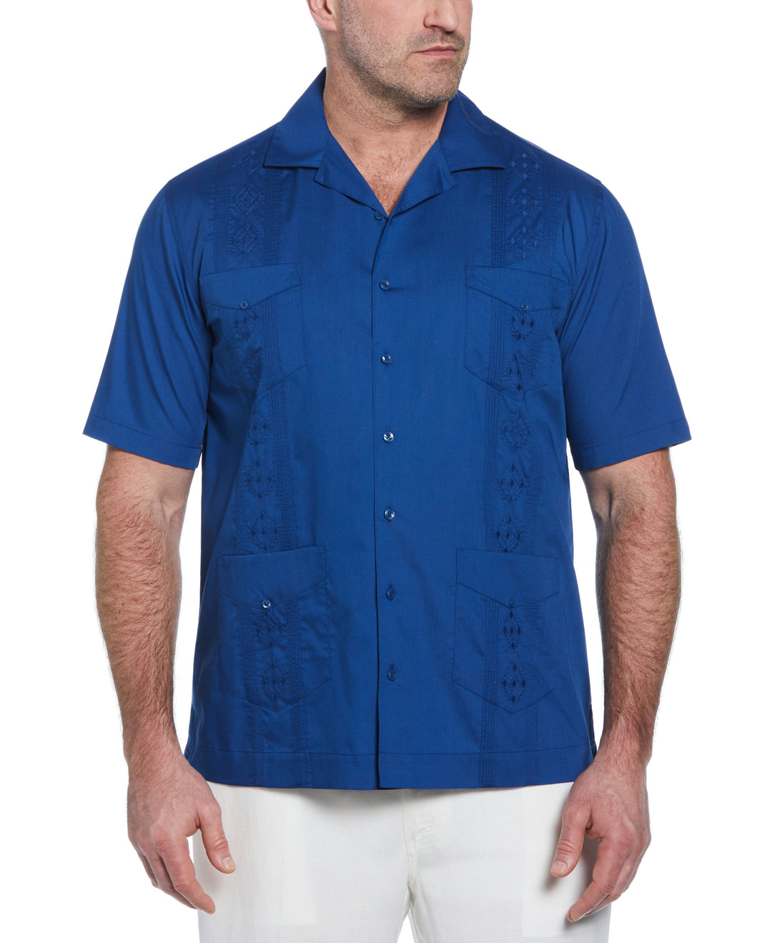 Big & Tall Poplin Guayabera Shirt (True Blue) 