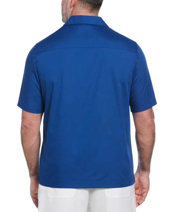 Big & Tall Authentic Embroidered Guayabera Shirt (True Blue) 