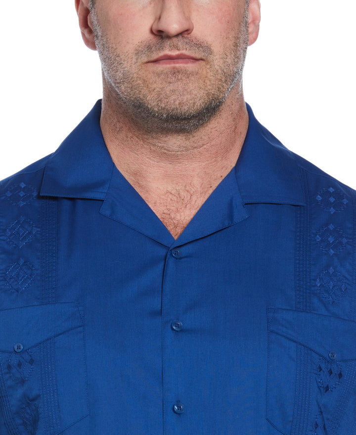 Big & Tall Authentic Embroidered Guayabera Shirt (True Blue) 