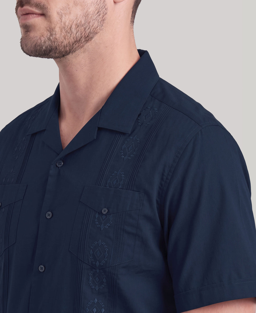 Big & Tall Poplin Guayabera Shirt (Pageant Blue) 
