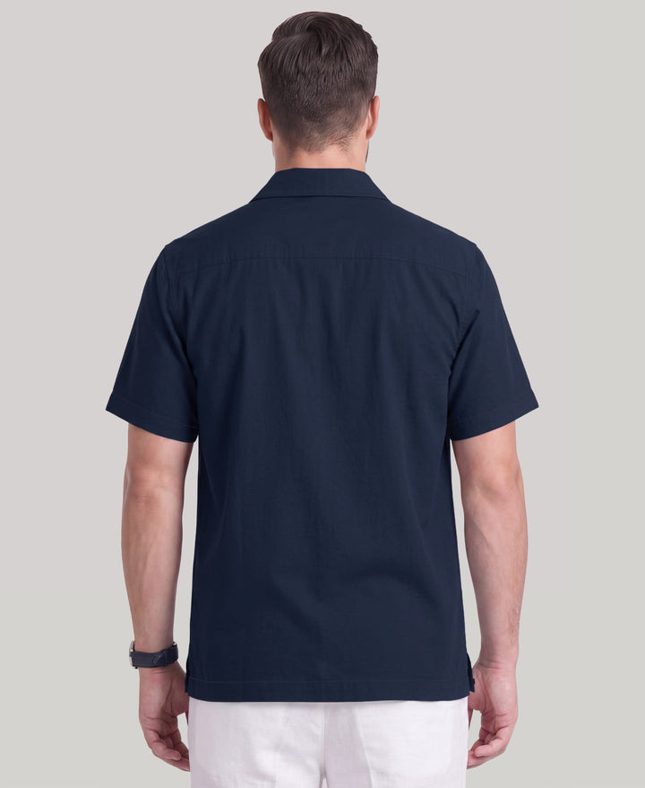 Big & Tall Poplin Guayabera Shirt (Pageant Blue) 