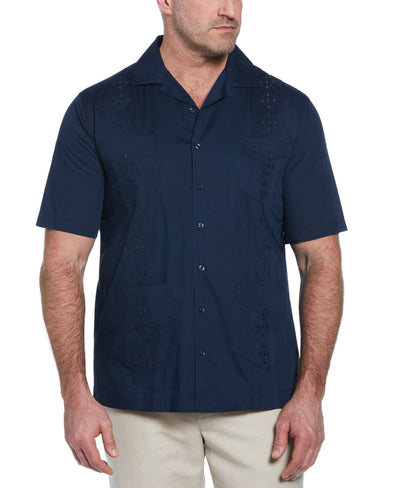 Big & Tall Authentic Embroidered Guayabera Shirt (Dress Blues) 