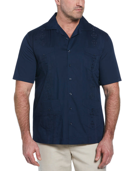 Big & Tall Authentic Embroidered Guayabera Shirt (Dress Blues) 