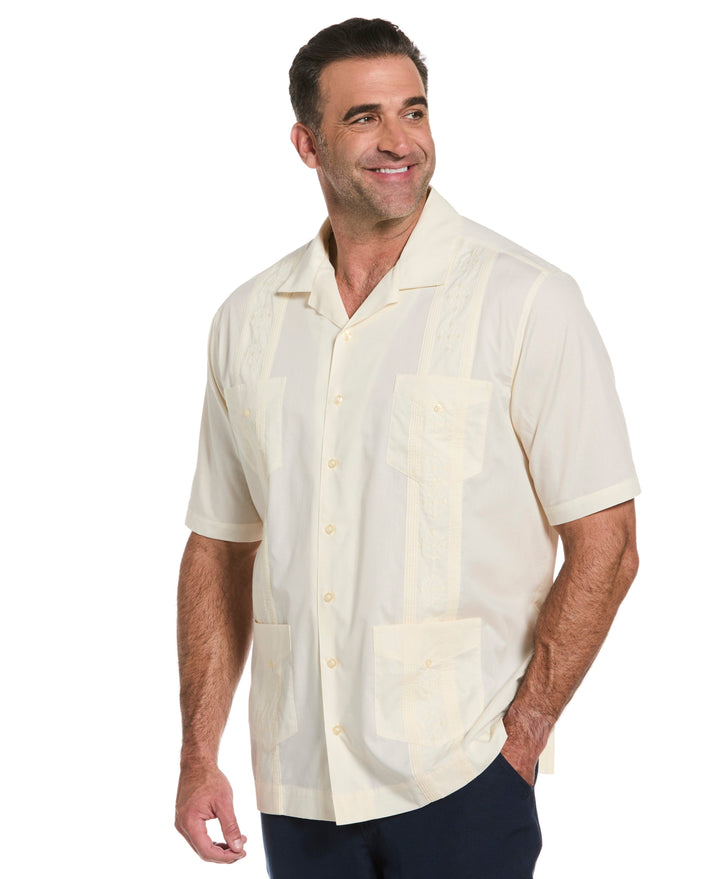 Big & Tall Poplin Guayabera Shirt (Ivory) 
