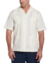 Big and Tall Embroidered Camp Collar Guayabera Shirt (Ivory) 