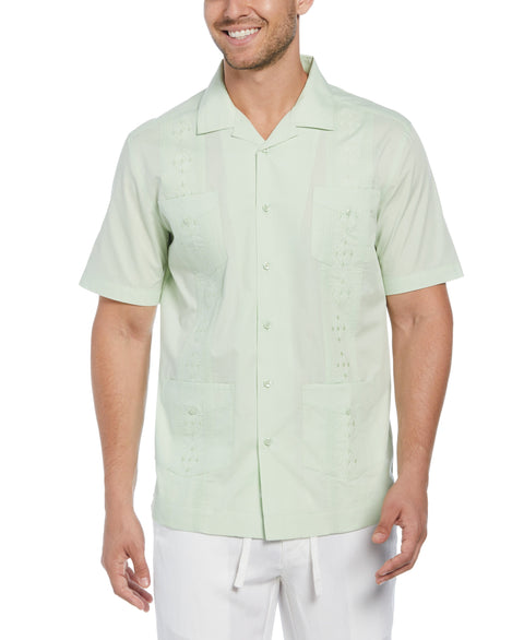 Big and Tall Embroidered Camp Collar Guayabera Shirt (Seacrest) 