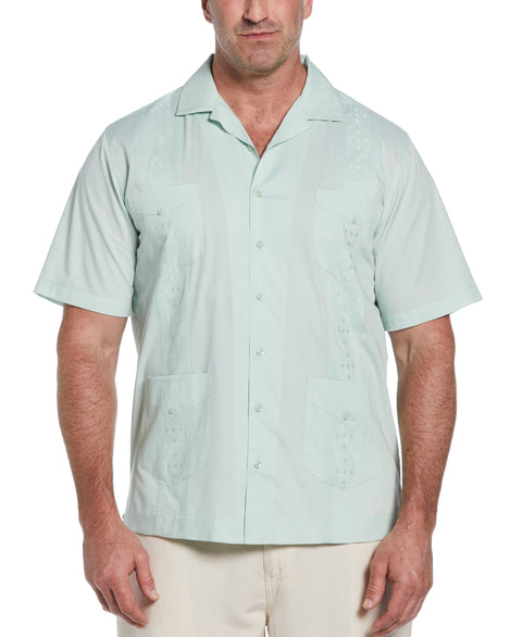 Big & Tall Authentic Embroidered Guayabera Shirt (Surf Spray) 