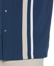 Big & Tall Tri-Color Camp Collar Retro Panel Shirt (Insignia Blue) 