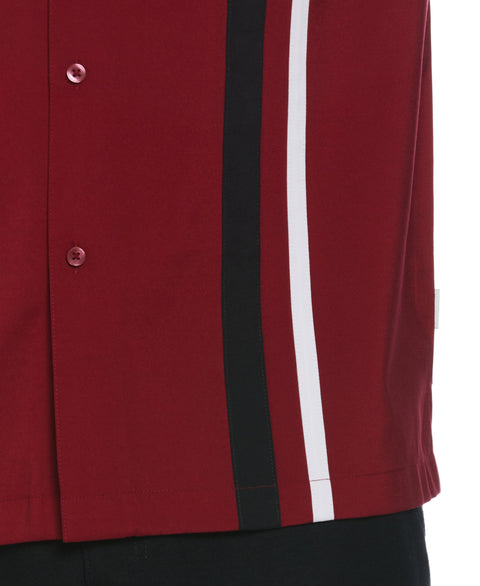 Big & Tall Tri-Color Camp Collar Retro Panel Shirt (Biking Red) 