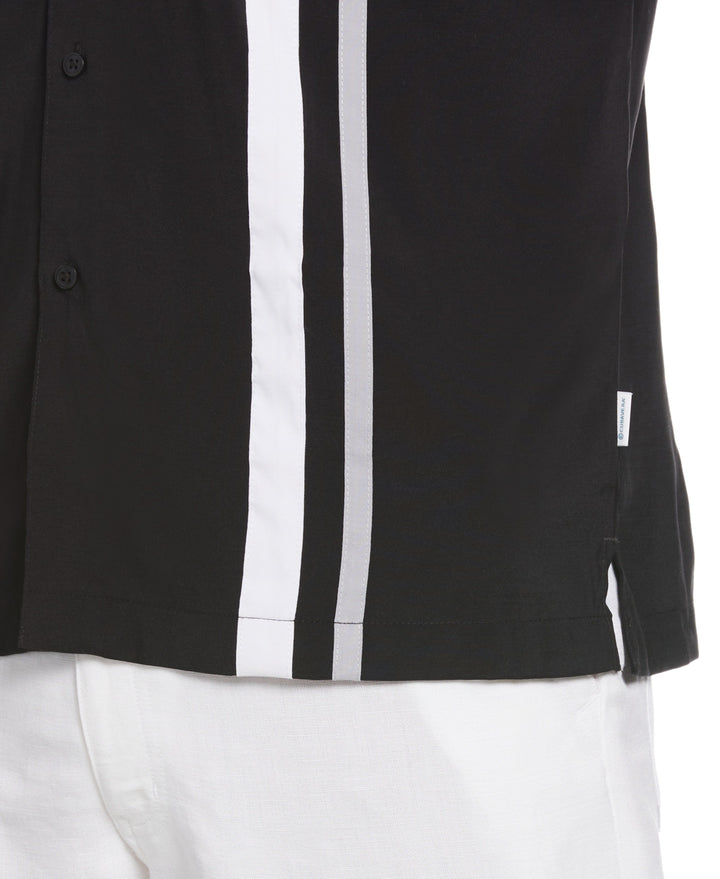 Camp Collar Retro Panel Shirt (Jet Black) 