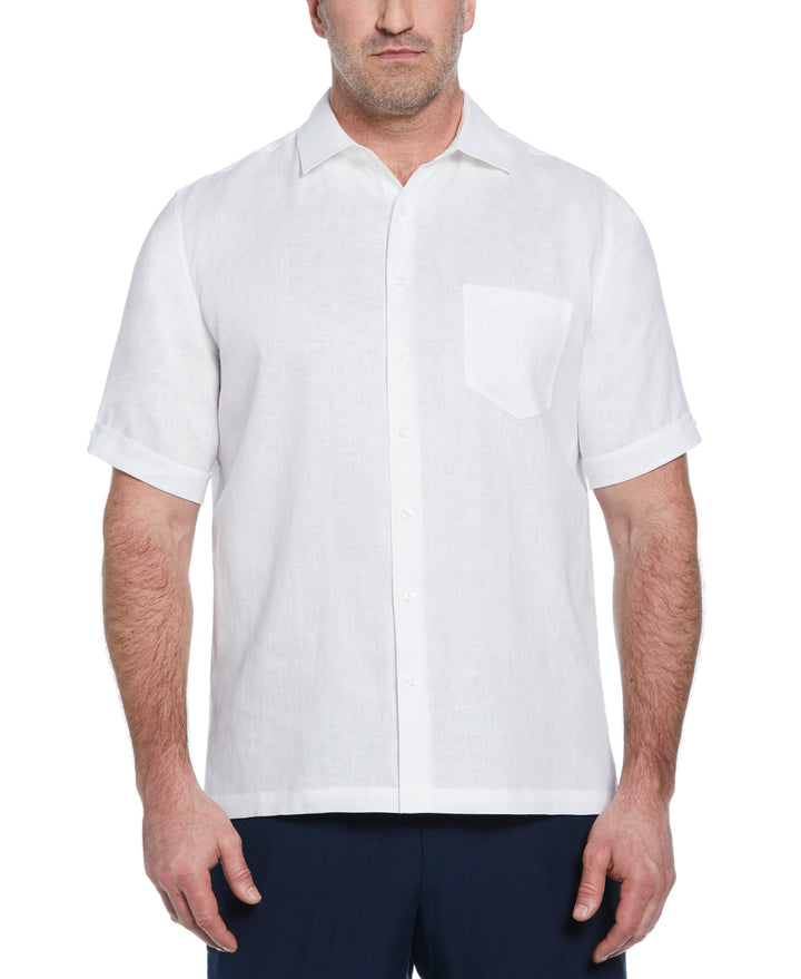 Big & Tall Linen One Pocket Shirt (Bright White) 