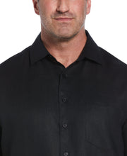 Big & Tall Linen One Pocket Shirt (Jet Black) 