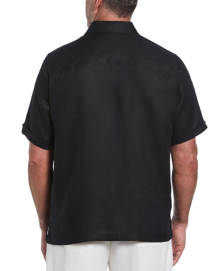 Big & Tall Linen One Pocket Shirt (Jet Black) 