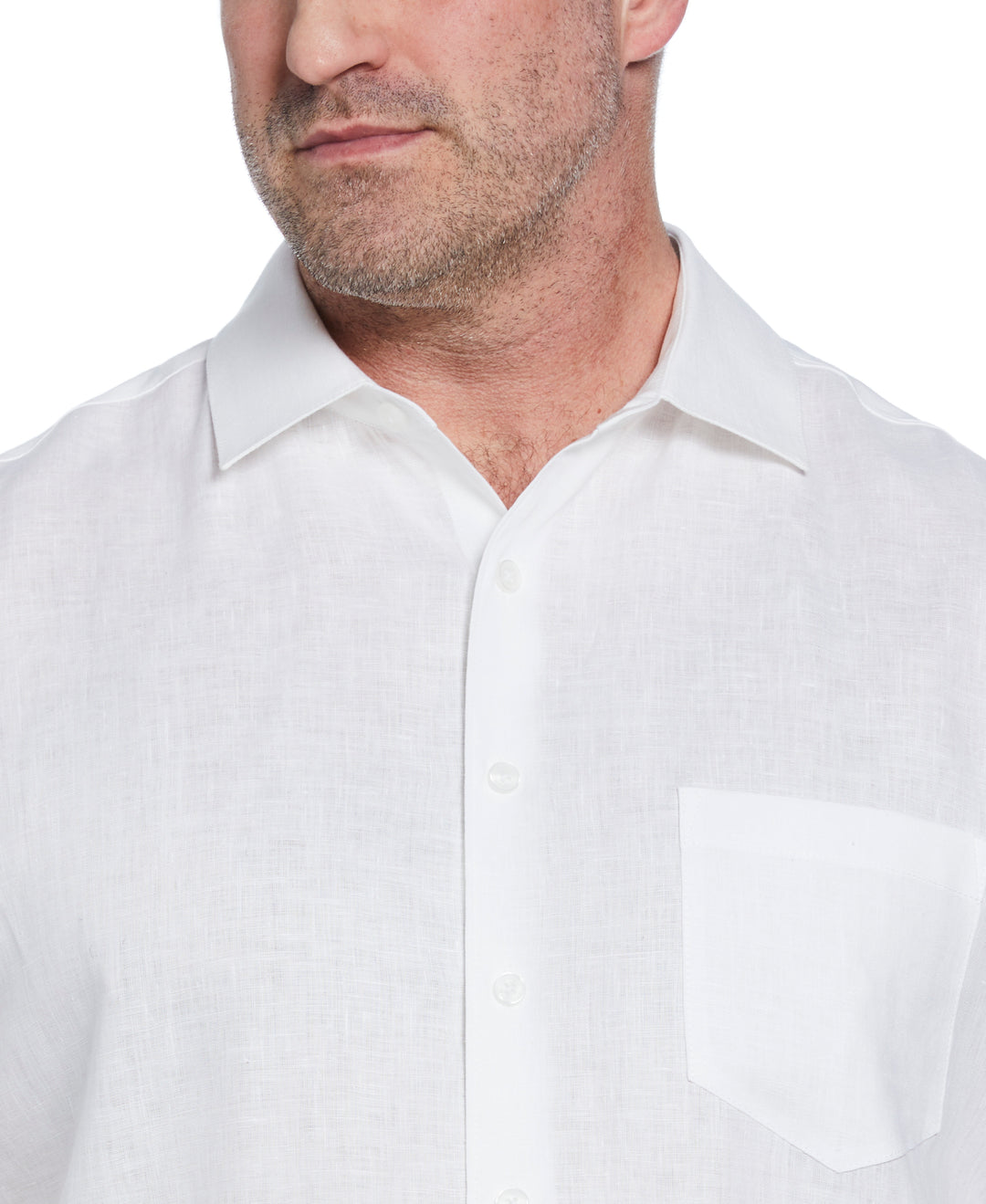 Big & Tall Linen One Pocket Shirt (Bright White) 