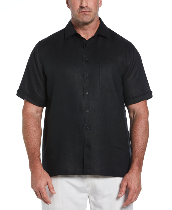 Big & Tall Linen One Pocket Shirt (Jet Black) 