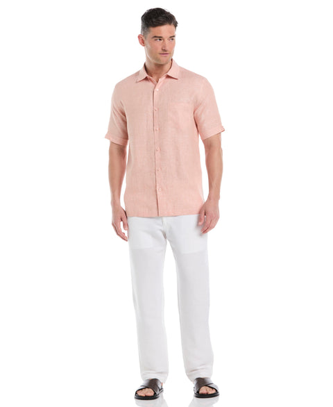 Linen Short Sleeve Shirt (Dusty Coral) 