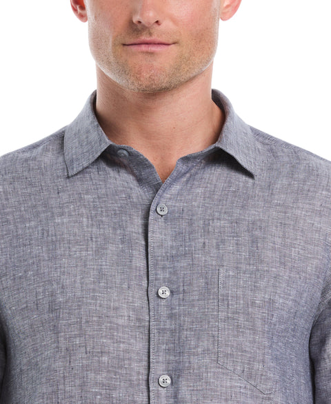 Linen Short Sleeve Shirt (Mood Indigo) 