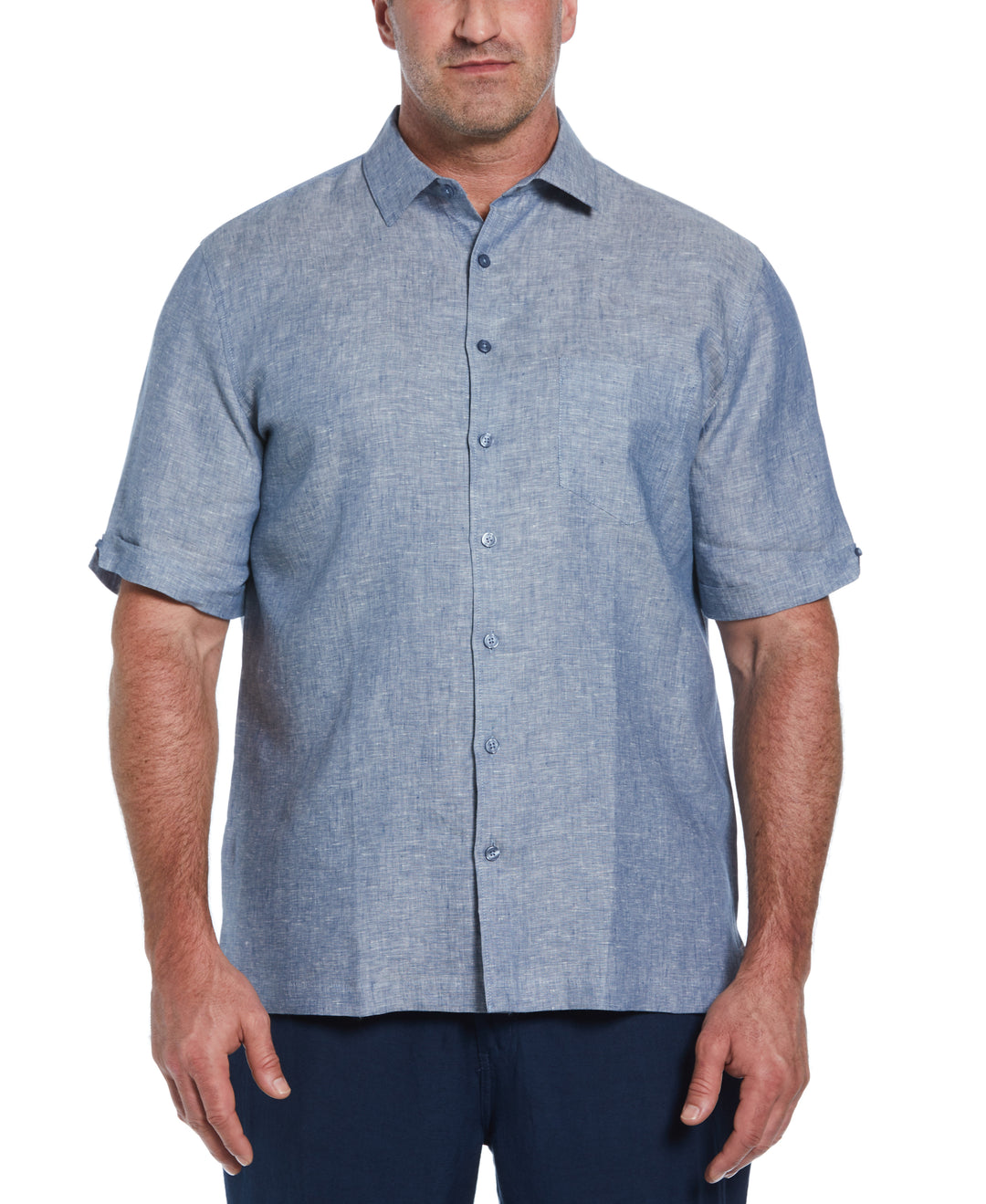 Linen Short Sleeve Shirt (Ensign Blue) 