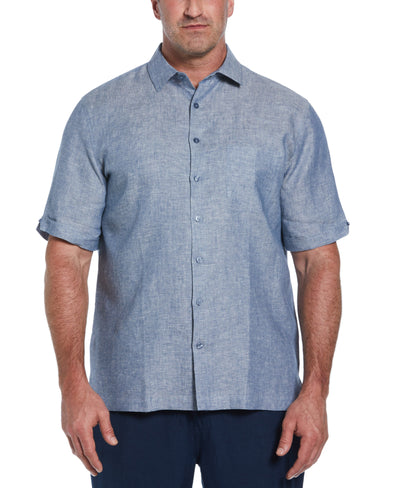 Big & Tall Classic Two-Tone Linen Shirt (Ensign Blue) 