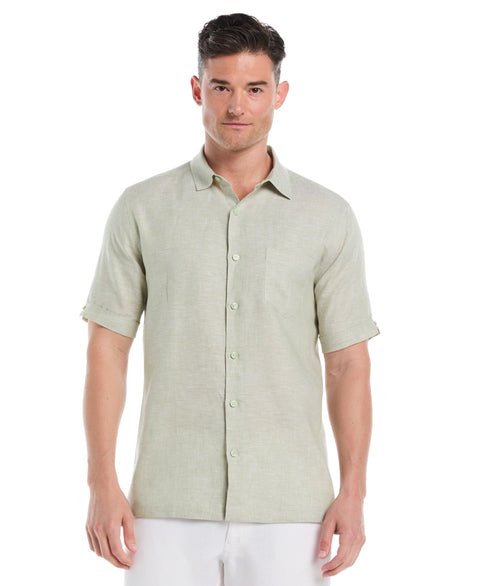 Linen Short Sleeve Shirt (Reseda) 