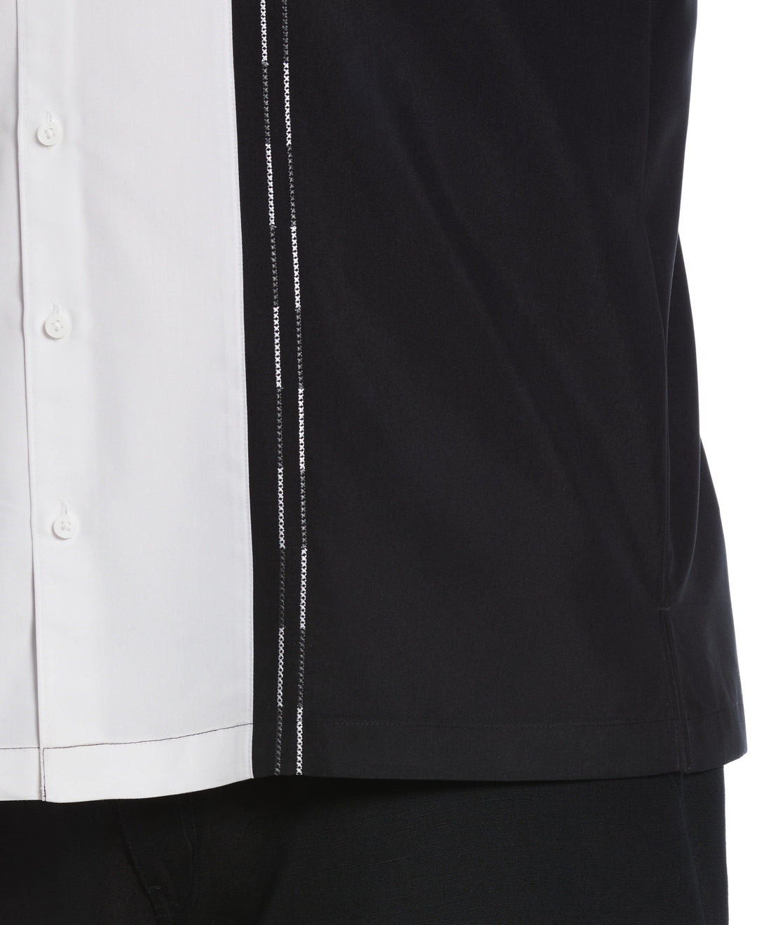 Big & Tall Color Block Embroidery Shirt (Jet Black) 