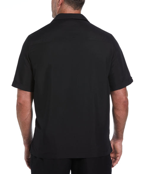 Big & Tall Color Block Embroidery Shirt (Jet Black) 