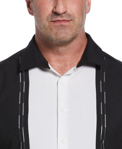 Big & Tall Color Block Embroidery Shirt (Jet Black) 